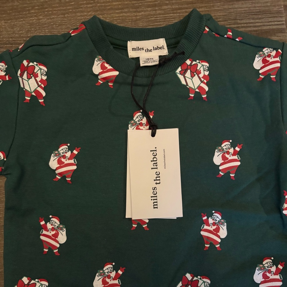 Miles the Label Santa Print Sweatshirt - Size 18 Months NEW!